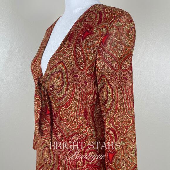 Rare Paisley Dress ASO Tara Maclay Buffy the Vampire Slayer Long Sleeve V-Neck - Picture 8 of 10